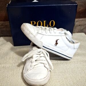 Girls Polo White Sneakers with Logo 13.5